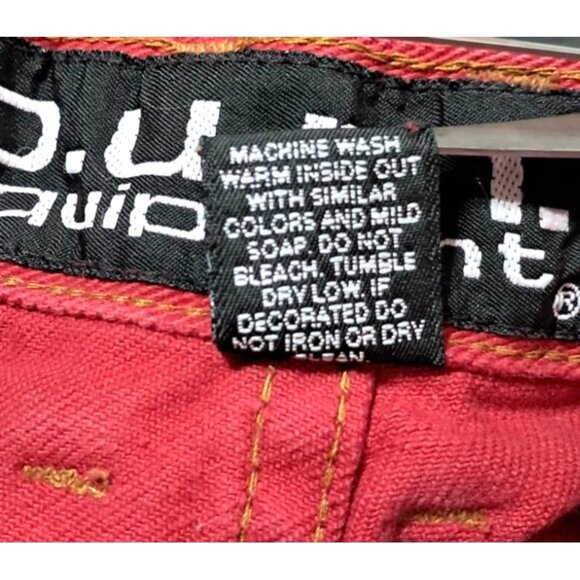 BUM Equipment Jean Shorts Red Denim High Waisted 23 inch Waist Juniors Size 7 Vi - Picture 8 of 8